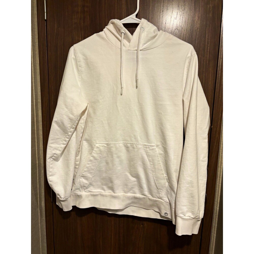 Free Planet White Cotton Fleece Pullover Hoodie w/ Kangaroo Pocket Mens S